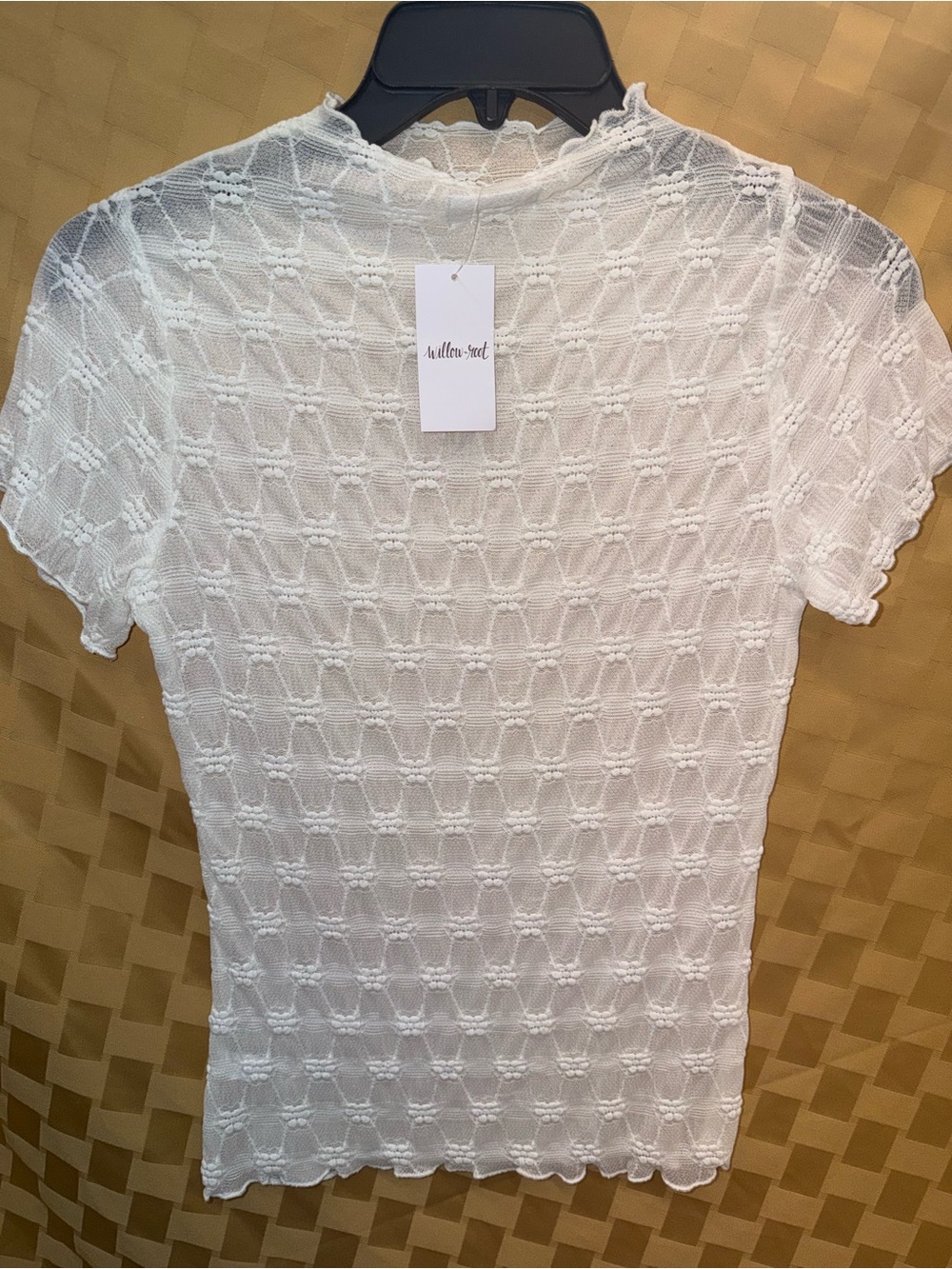 Willow White Short Sleeve Lace-Textured Knit Camisole